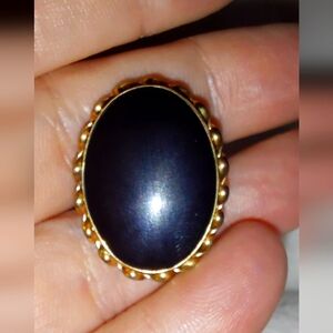 Vintage 12k Gold Filled Black Onyx Oval Brooch With Pendant Attachment
